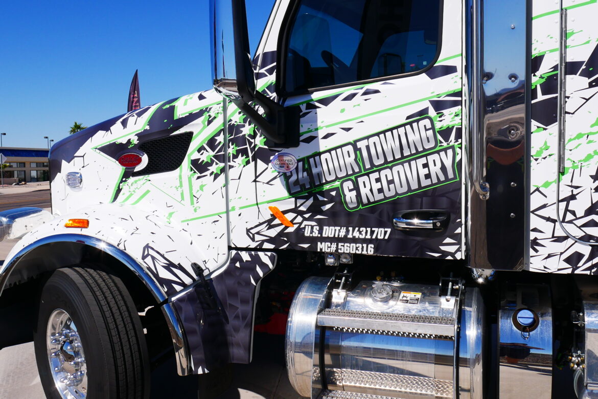 custom tow truck wrap for City Towing in Lake Havasu City